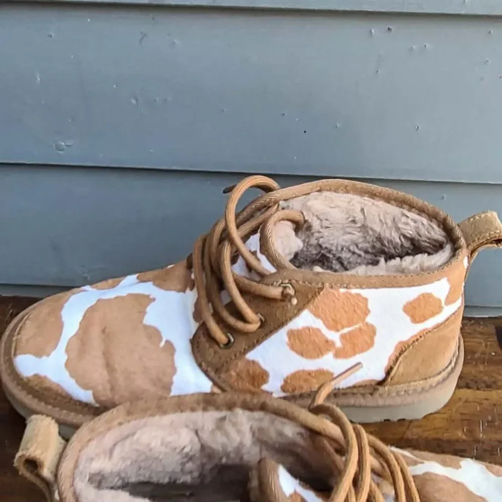 UGG Neumel Calf Hair Chestnut White Boots size 7